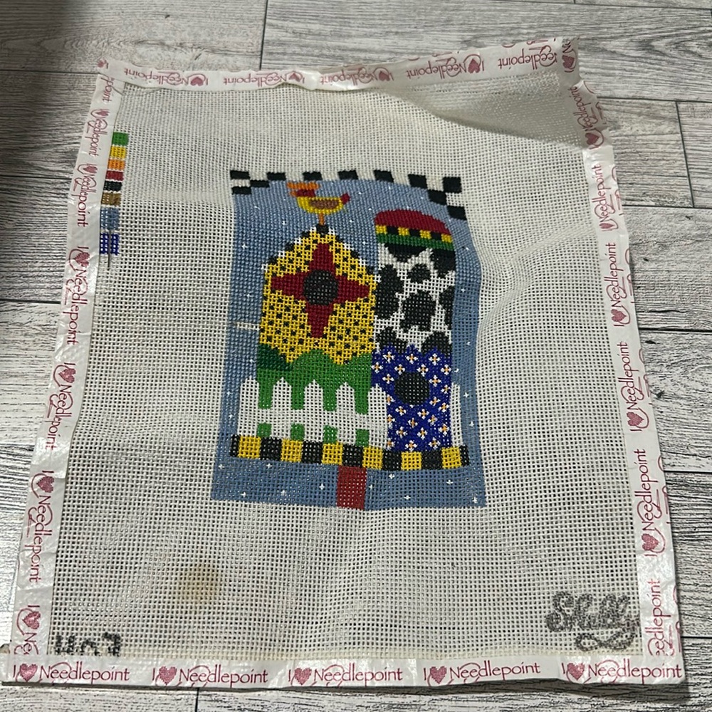 I love needlepoint by Shelly rooster farm house hand painted